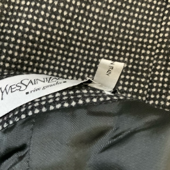 Yves Saint Laurent Rive Gauche Black Cream Wool Cashmere Blend Straight Skirt 38 - Picture 8 of 10
